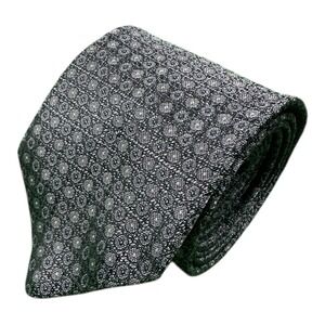 John Varvatos Gray Blue Circle Geometric Pure Silk Mens Tie 3 Inch Width Italy